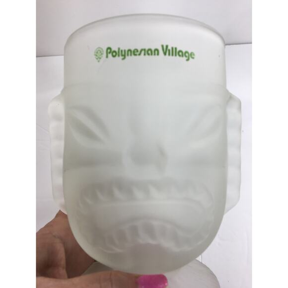 Vintage DISNEY Two Faced Polynesian Village 6" Tall Frosted Tiki Bar Mug/Cup - Picture 8 of 11